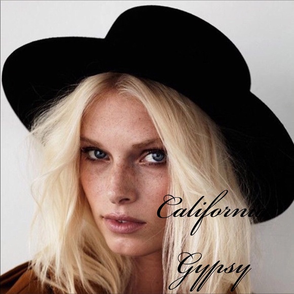 Gypsy Bohemian Black Wool Boater Hat - Picture 3 of 10